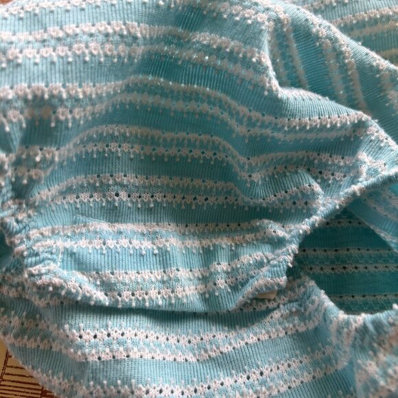 Vintage Carter's Pastel Blue Pointelle Romper 12 Months - Picture 3 of 5